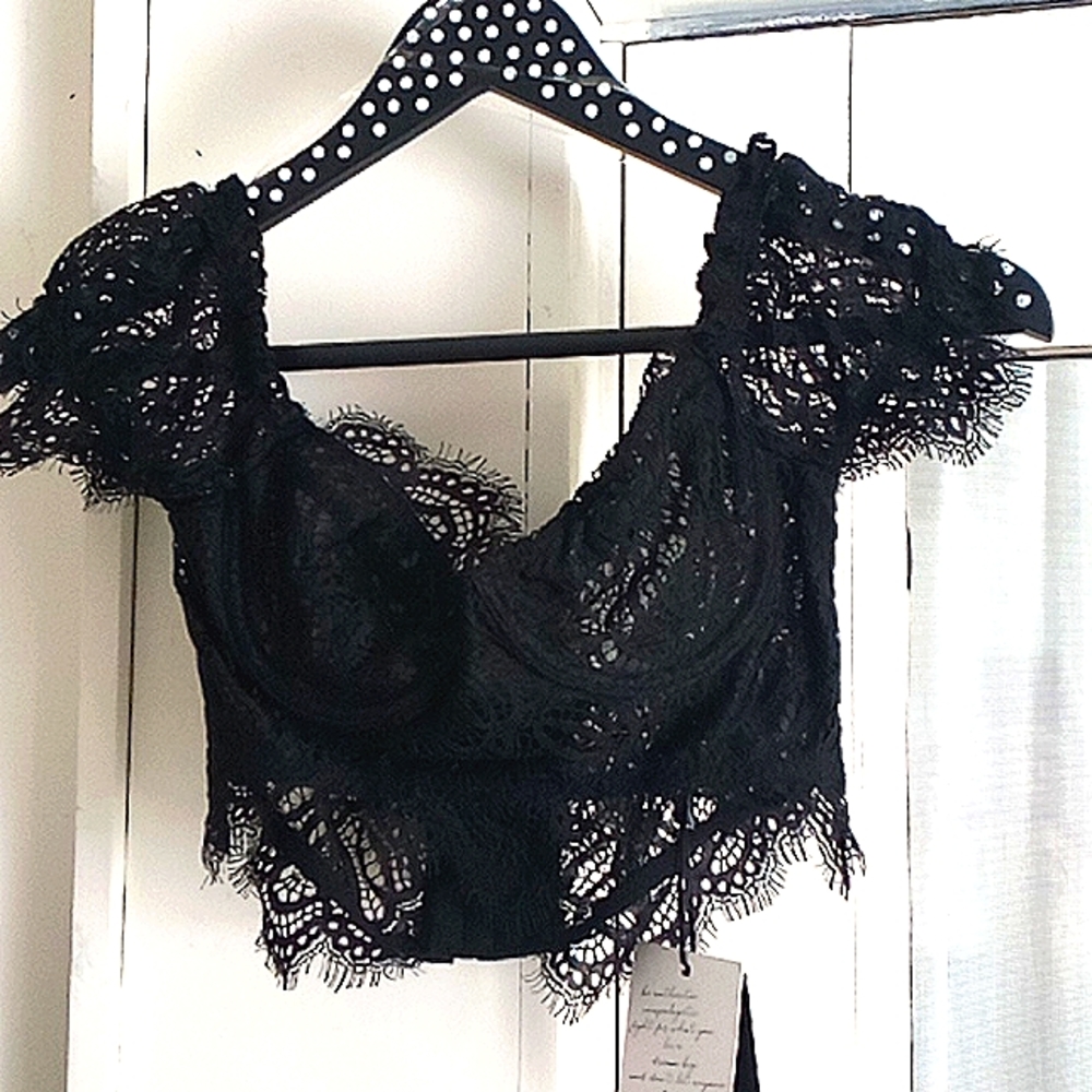 LEAU Amora Lace Bustier Crop Top Size XS
